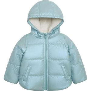Carter’s Girls’ Winter Coat Puffer Jacket with Sherpa Lined Hood(Iridescent Blue)