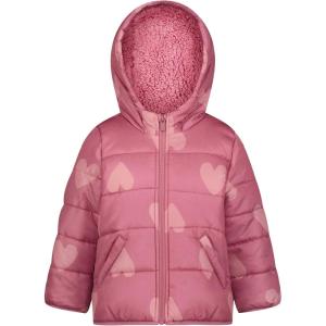 Carter’s Girls’ Winter Coat Puffer Jacket with Sherpa Lined Hood(Rose Hearts)