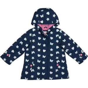 Carter’s Toddler & Little Girls’ Midweight Fleece Lined Hooded Raincoat Rain Jacket(Colorchange Navy Butterfly)