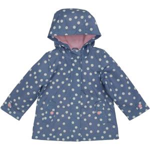 Carter’s Toddler & Little Girls’ Midweight Fleece Lined Hooded Raincoat Rain Jacket(Dotted Chambray Blue)