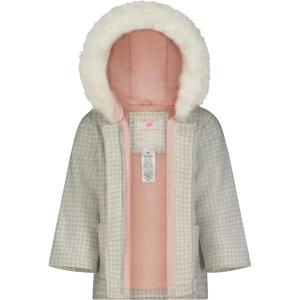 Carter’s Toddler & Little Girls’ Midweight Fleece Lined Hooded Raincoat Rain Jacket(Grey Houndstooth)