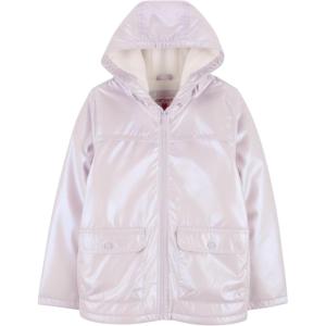 Carter’s Toddler & Little Girls’ Midweight Fleece Lined Hooded Raincoat Rain Jacket(Lilac)