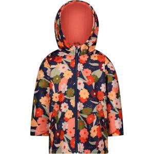 Carter’s Toddler & Little Girls’ Midweight Fleece Lined Hooded Raincoat Rain Jacket(Navy Salmon Floral)