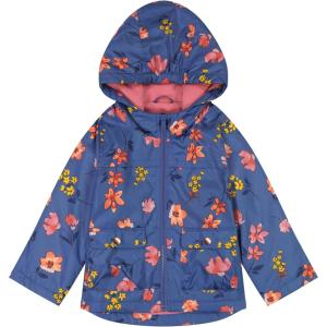 Carter’s Toddler & Little Girls’ Midweight Fleece Lined Hooded Raincoat Rain Jacket(Peri Coral Floral)