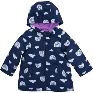 Carter’s Toddler & Little Girls’ Midweight Fleece Lined Hooded Raincoat Rain Jacket(Rainbow Color Change)