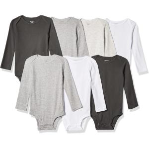 Carter’s baby-girls 7-pack Long Sleeve Bodysuits(White/Grey)