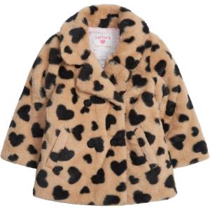 Carter’s baby-girls Faux Fur Fashion Jacket(Khaki With Hearts)
