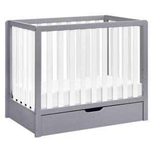 Carter’s by DaVinci Colby 4-in-1 Convertible Mini Crib with Trundle Drawer in Grey and White, Greenguard Gold Certified, Undercrib Storage(Gray and White)