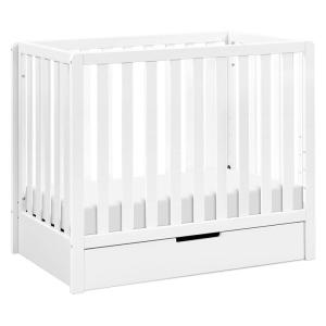 Carter’s by DaVinci Colby 4-in-1 Convertible Mini Crib with Trundle Drawer in Grey and White, Greenguard Gold Certified, Undercrib Storage(White)