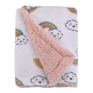 NoJo Carter’s Chasing Rainbows – White, Peach, Teal and Gold Clouds and Rainbows Super Soft Baby Blanket