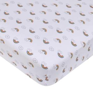 NoJo Carter’s Chasing Rainbows – White, Peach, Teal, and Gold Clouds and Rainbows Super Soft Fitted Crib Sheet