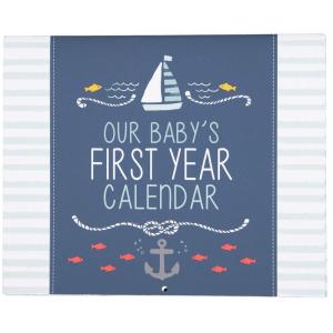 Carter’s BA3-14074 Blue Nautical First Year Baby Calendar for Boys with Stickers, 11” L x 18” H(Nautical)