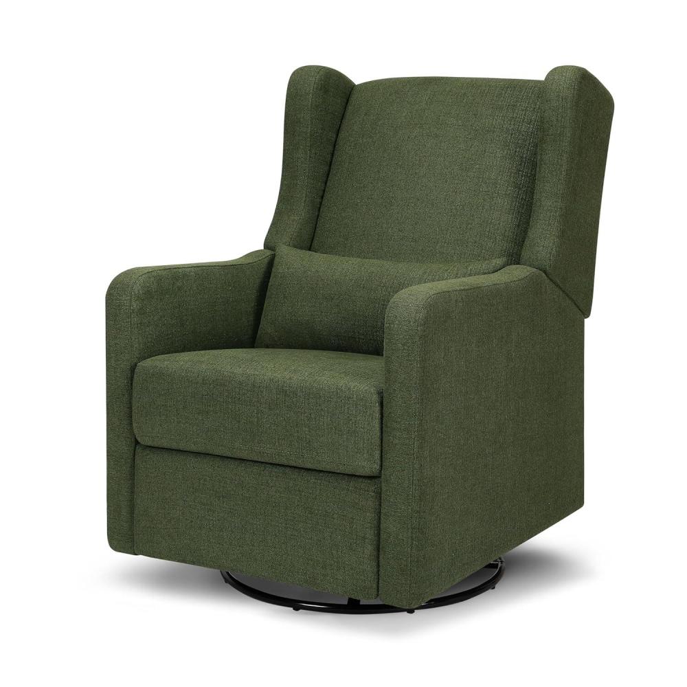 imageDaVinci Carters Arlo Swivel Rocker Recliner Chair  GREENGUARD Gold FSC ampamp CertiPUR US Certified  Ultra Comfy Nursery Glider Recliner  Glider Rocking Chair for Nursery ampamp Living Room  Forest GreenPerformance Forest Green Linen