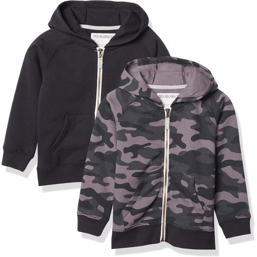 imageCarters Boys Big 2Pack Full Zip HoodiesBlackBlack Camo