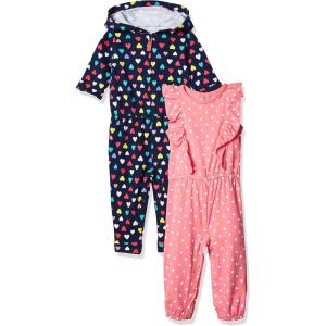 Carter’s baby-girls 2-pack One-piece Romper(Navy Heart/Pink Dot)