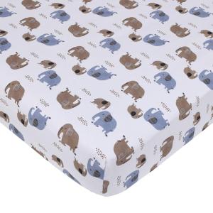 NoJo Carter’s Blue Elephant – White and Tan Elephants Super Soft Fitted Crib Sheet