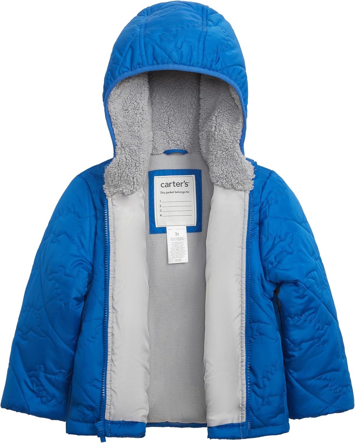 imageCarters babyboys Novelty Quilted Heavyweight Hooded Puffer JacketBlue
