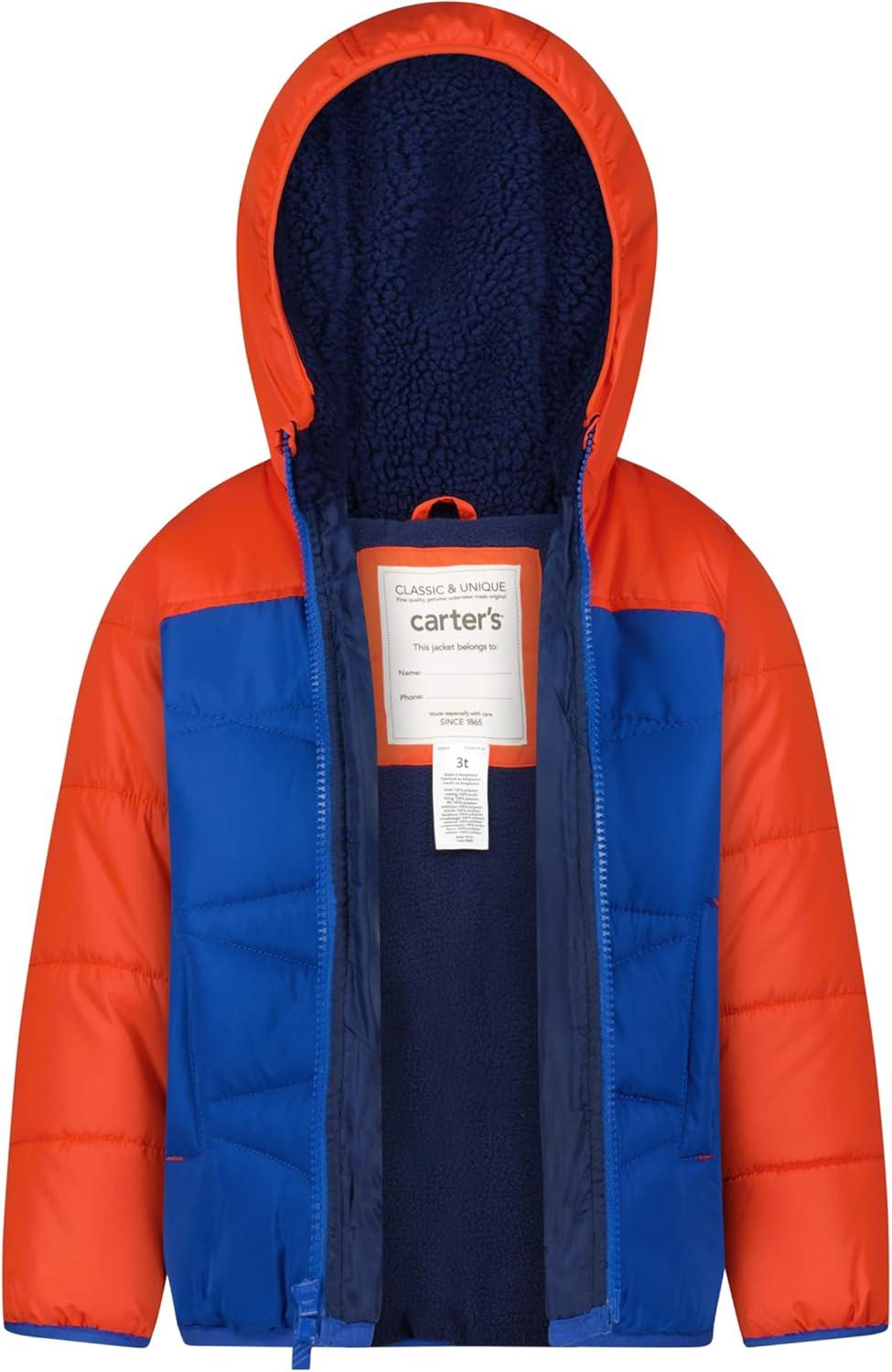 imageCarters boys Sherpalined Heavyweight Hooded Puffer JacketOrange