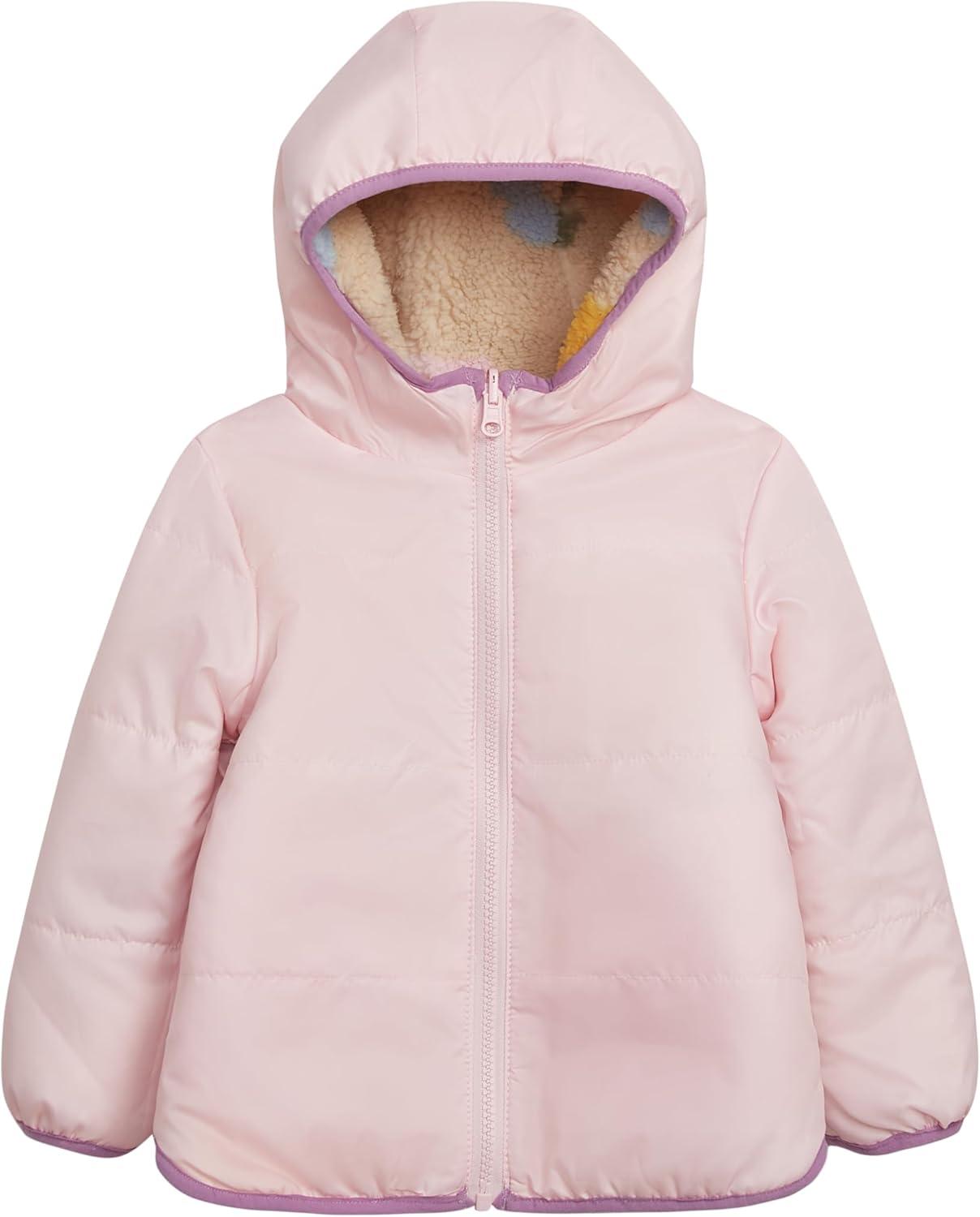 imageOSHKOSH BGOSH babygirls Reversible Sherpatopuffer Hooded JacketFloral