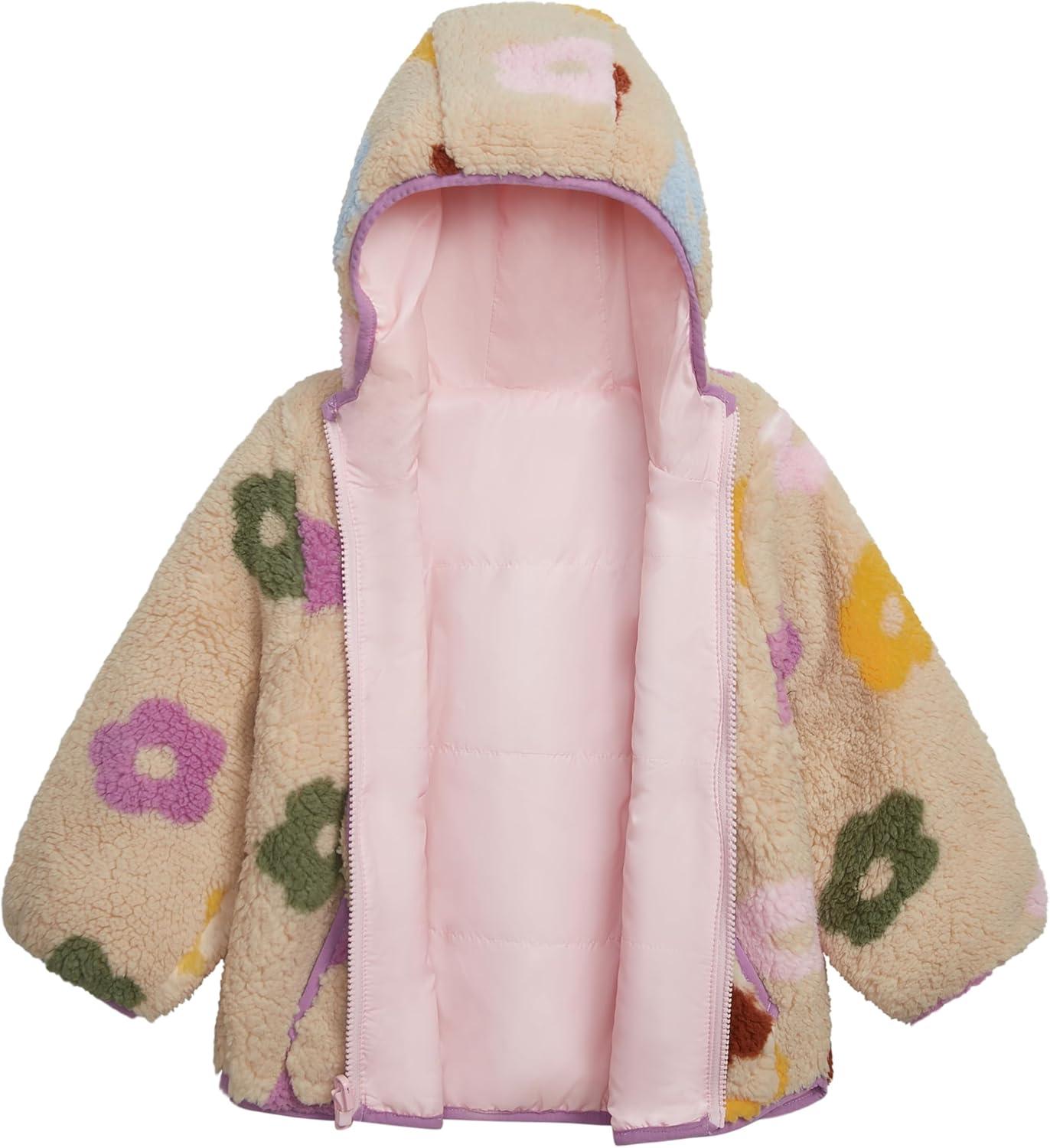 imageOSHKOSH BGOSH babygirls Reversible Sherpatopuffer Hooded JacketFloral