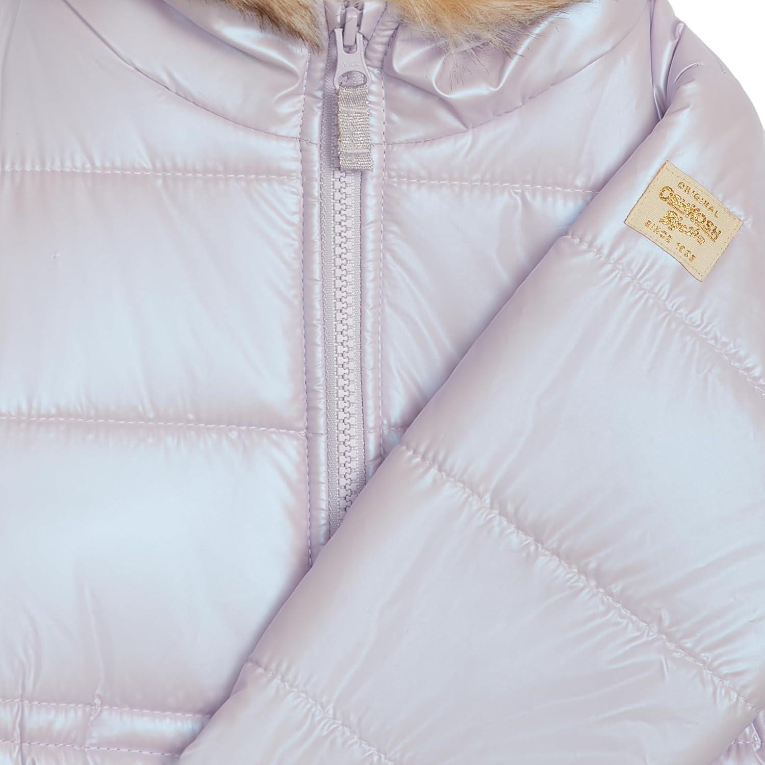 imageOSHKOSH BGOSH babygirls Warm Winter Parka Coat With Faux Fur Sherpalined HoodLilac