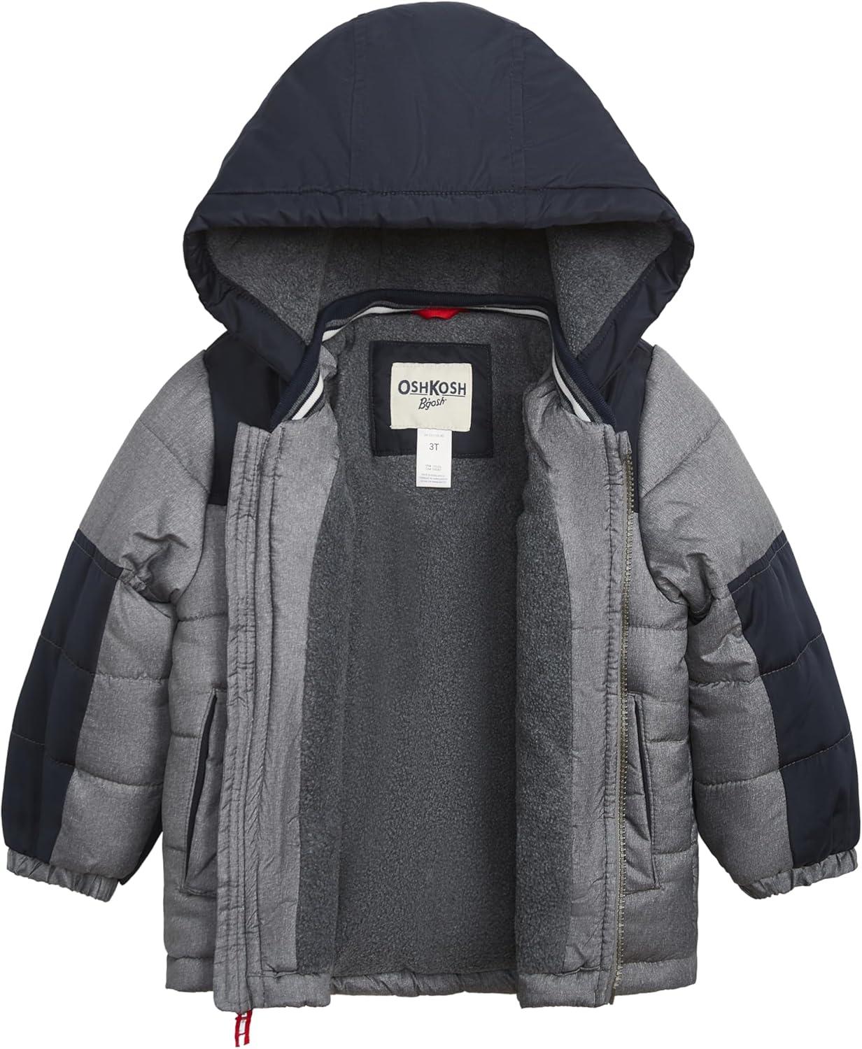 imageOSHKOSH BGOSH boys Fleecelined Hooded Puffer Jacket Winter CoatGrey