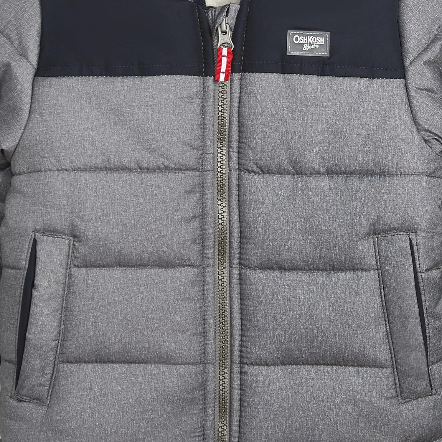 imageOSHKOSH BGOSH boys Fleecelined Hooded Puffer Jacket Winter CoatGrey