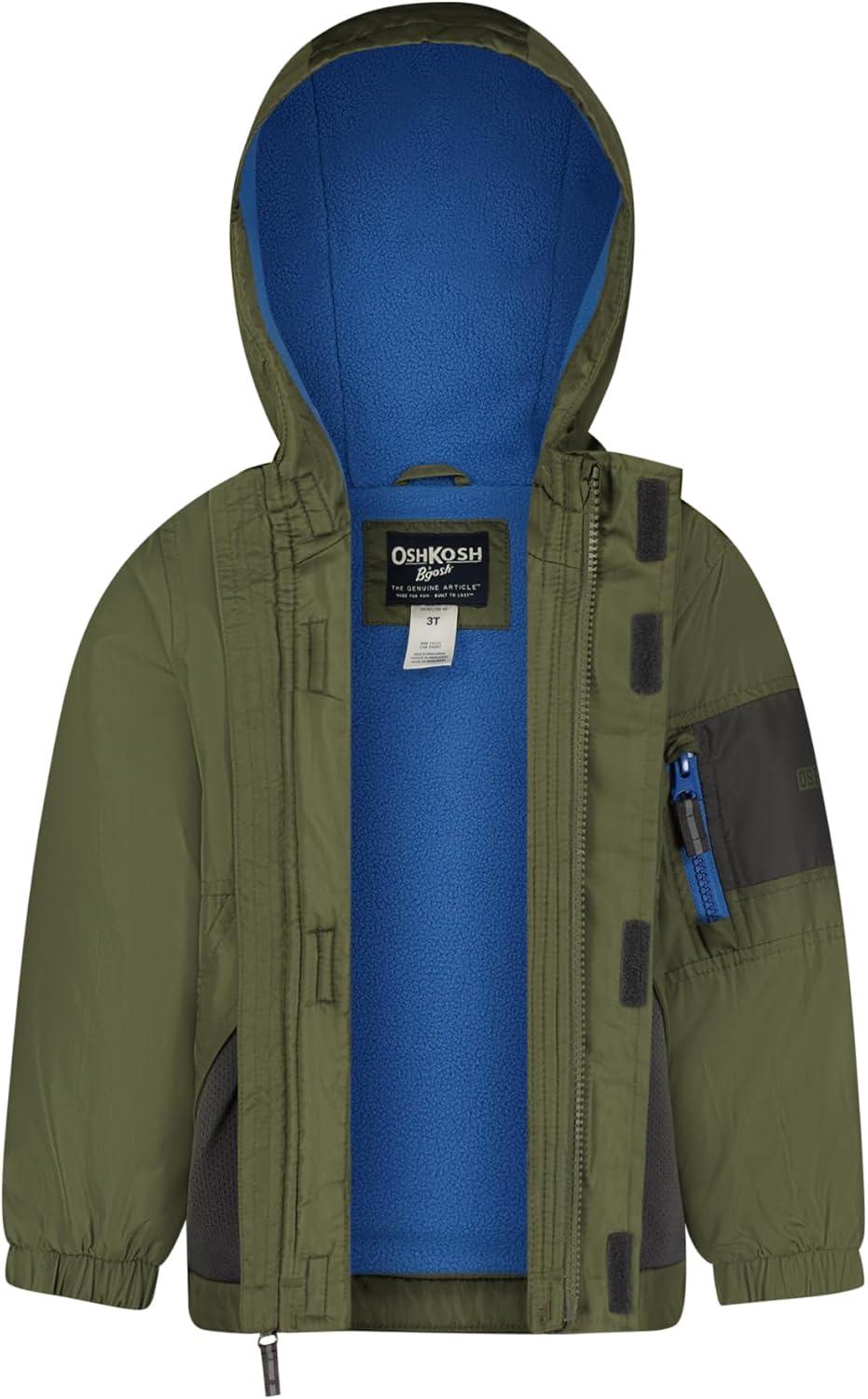 imageOSHKOSH BGOSH boys Midweight Jersey Lined Hooded Jacket With Zipper PocketOlive Green