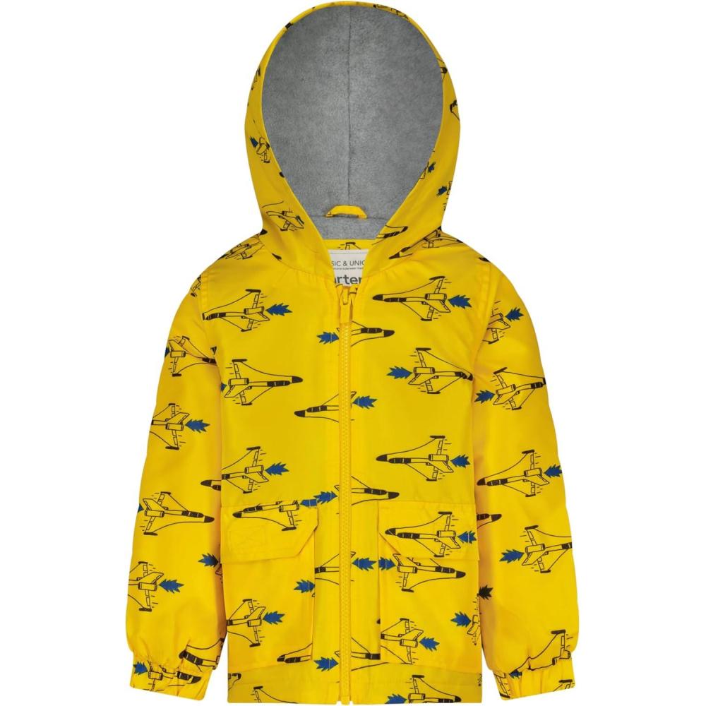 imageCarters Boys FleeceLined FlapPocket Rain Jacket Midweight CoatYellow Spaceships