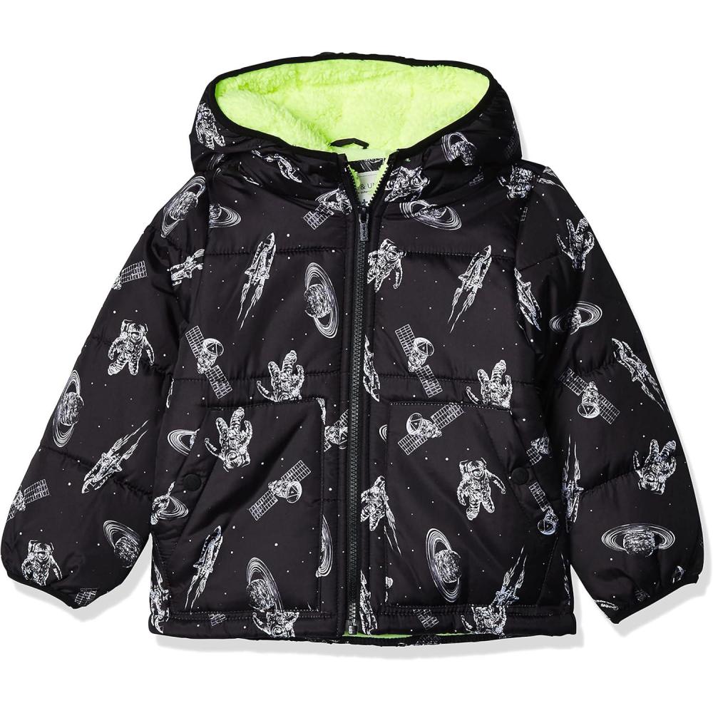 imageCarters Boys Toddler Fleece Lined Midweight JacketBlack Space Print