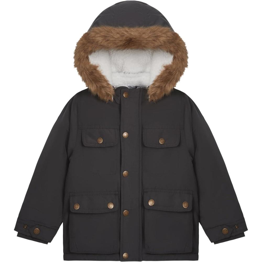imageCarters Boys Warm Winter Parka Hooded JacketDark Grey