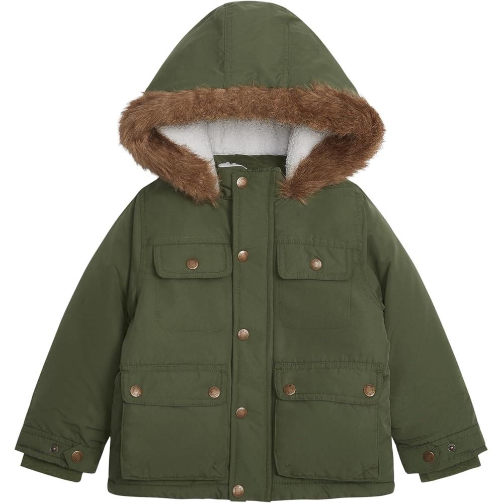 imageCarters Boys Warm Winter Parka Hooded JacketGreen