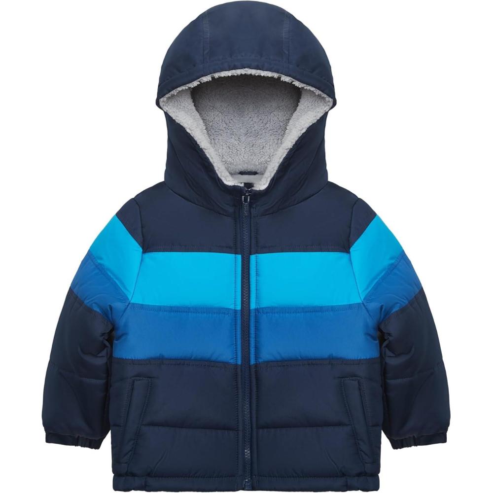 imageCarters babyboys Sherpalined Heavyweight Hooded Puffer JacketNavy
