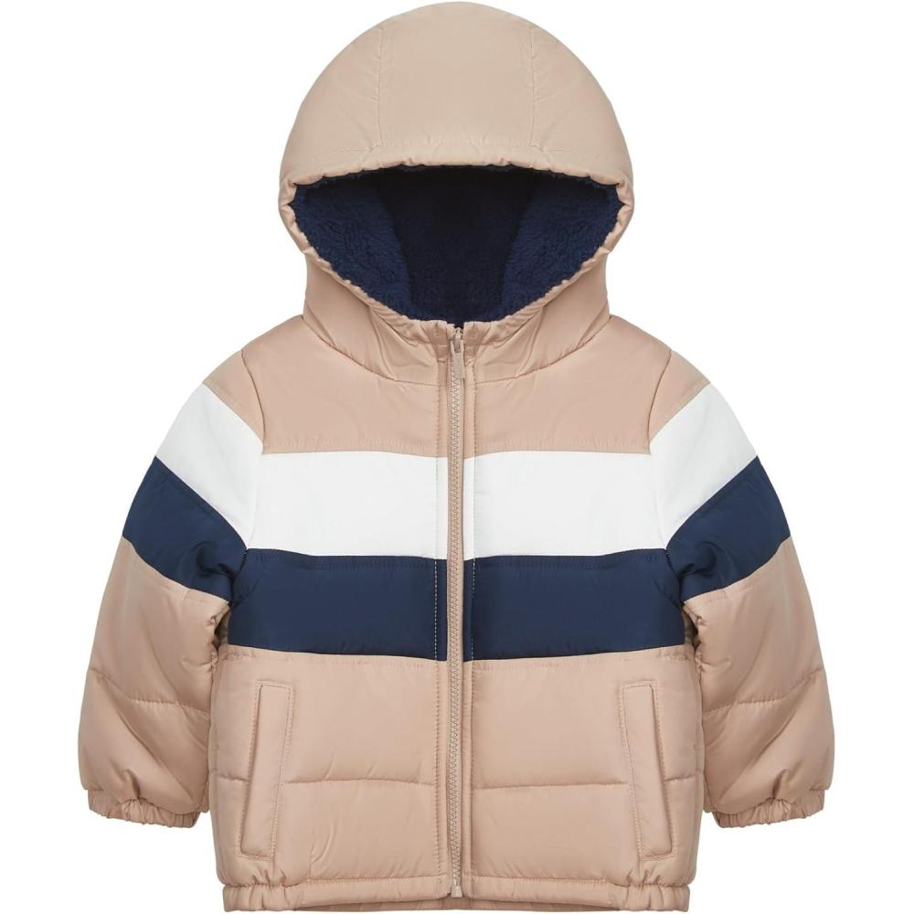 imageCarters boys Sherpalined Heavyweight Hooded Puffer JacketKhaki