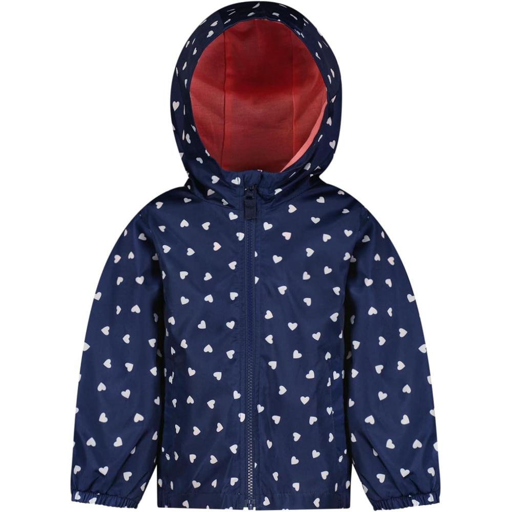 imageCarters girls Toddler Girls Lightweight Jacket Warm Hooded Waterresistant CoatNavy With Hearts