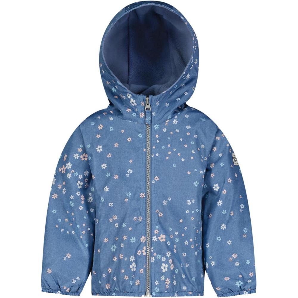 imageOSHKOSH BGOSH babygirls Fleece Lined Water Resistant Midweight Hooded JacketChambray Ditsy Floral