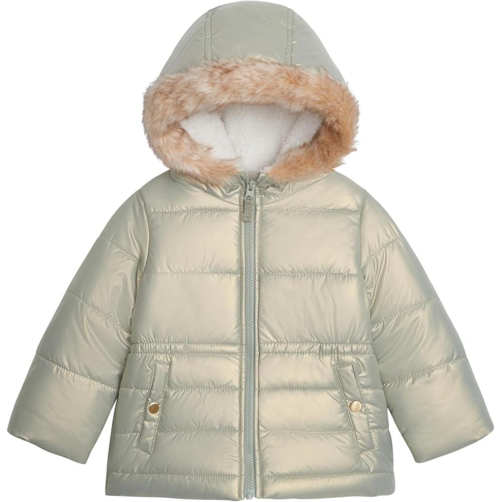 imageOSHKOSH BGOSH babygirls Warm Winter Parka Coat With Faux Fur Sherpalined HoodSage
