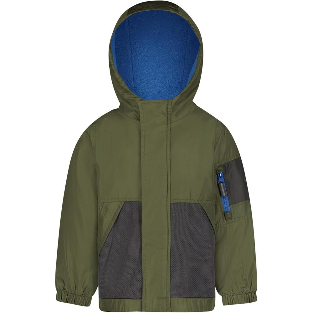 imageOSHKOSH BGOSH boys Midweight Jersey Lined Hooded Jacket With Zipper PocketOlive Green