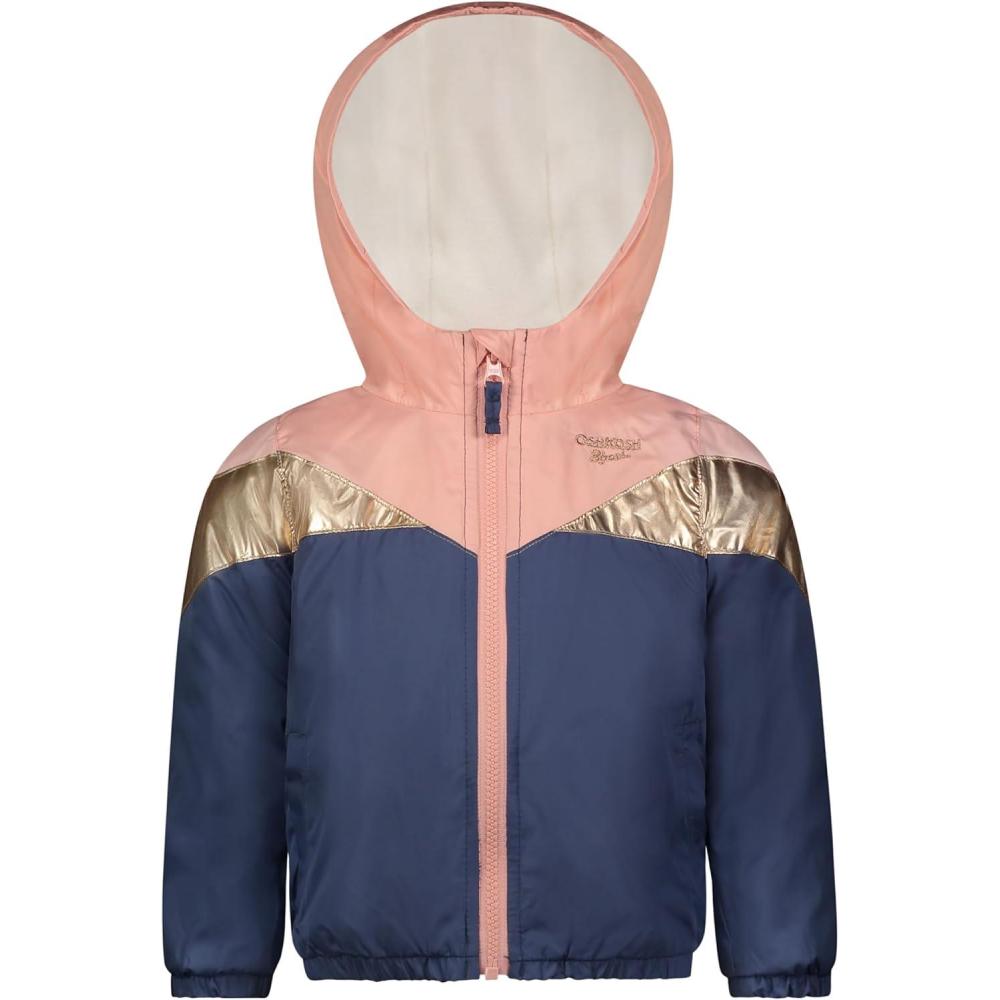 imageOSHKOSH BGOSH girls Midweight Fleece Lined Windbreaker JacketNavyPinkGold
