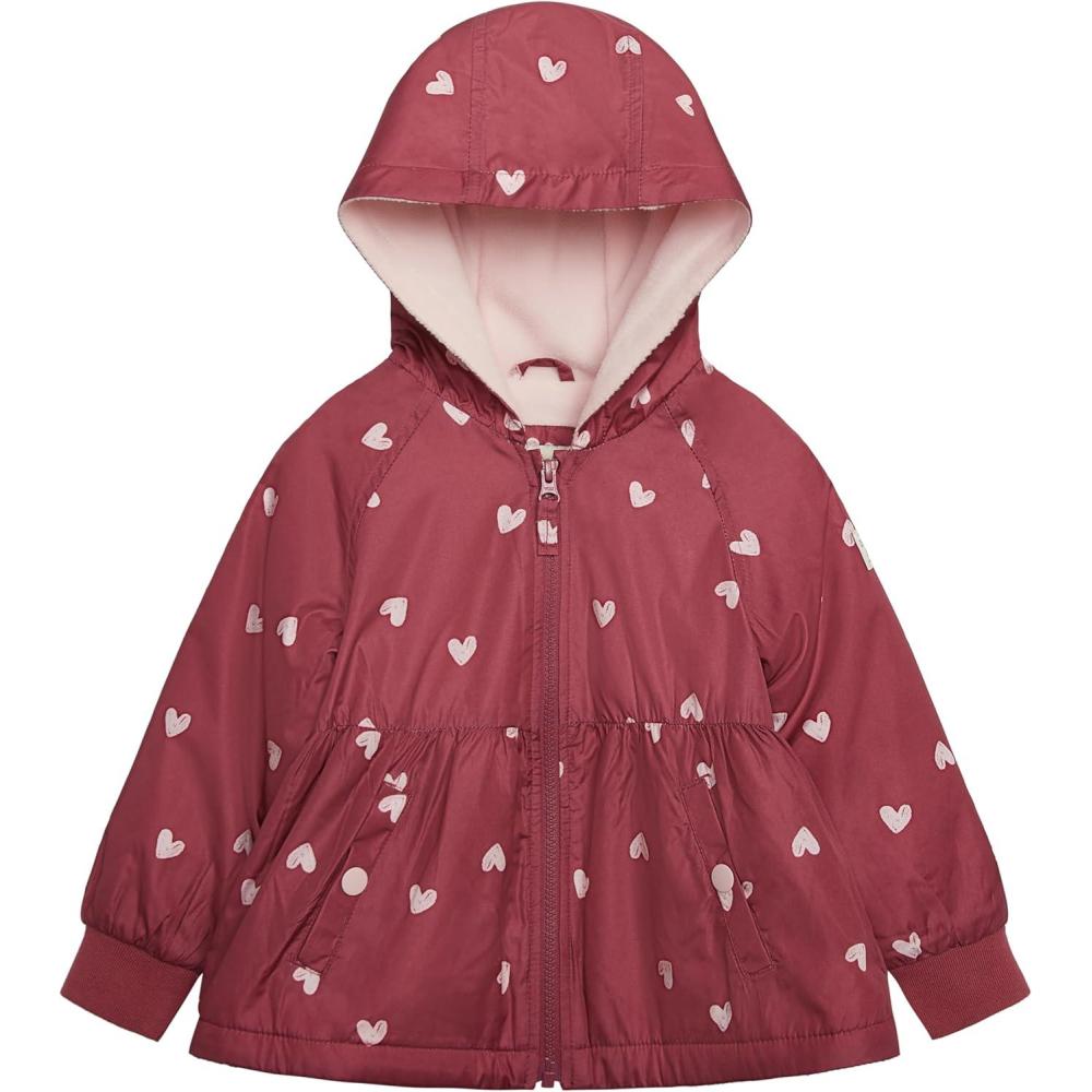 imageOSHKOSH BGOSH girls Midweight Waterresistant Hooded Peplum JacketHeart Prt