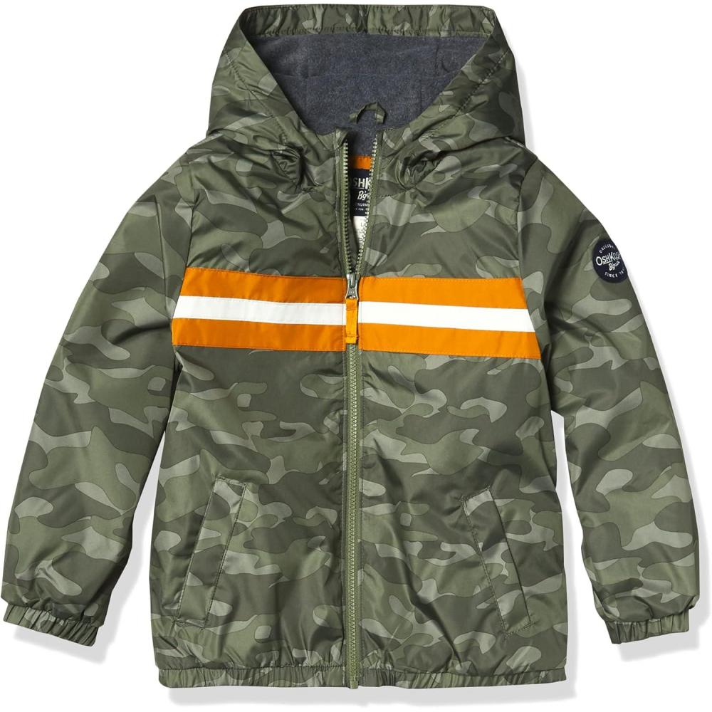 imageOsh Kosh boys Midweight Fleece Lined Windbreaker JacketTransitional JacketGreen Camo Stripe