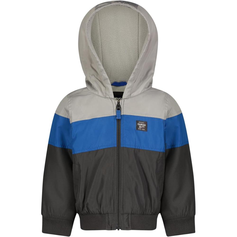 imageOshKosh Bgosh Boys Sporty Bomber Jacket with Fleece Hood and LiningGrey