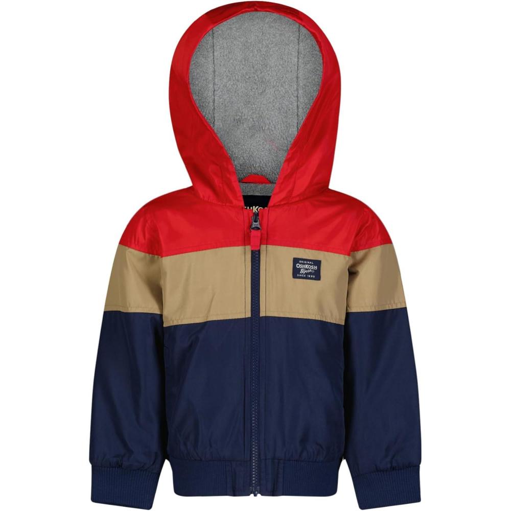 imageOshKosh Bgosh Boys Sporty Bomber Jacket with Fleece Hood and LiningRed