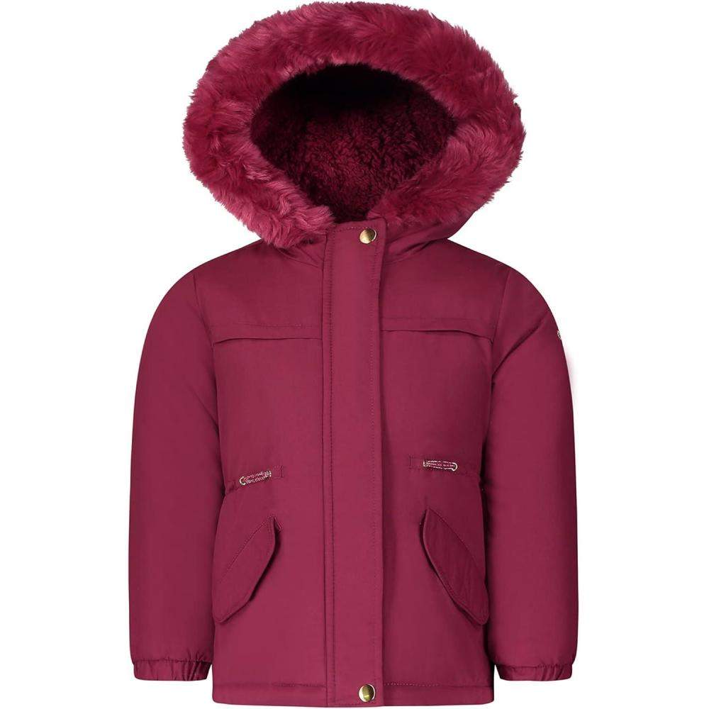 imageOshKosh Bgosh Girls Heavyweight Faux Fur Hooded Parka Warm Winter CoatScarlet