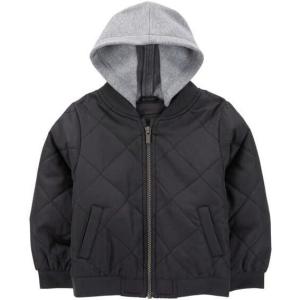 Carter’s baby-boys Midweight Quilted Bomber Jacket With Sweatshirt-style Hood(Black)