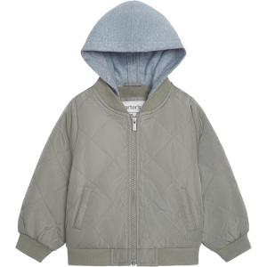 Carter’s baby-boys Midweight Quilted Bomber Jacket With Sweatshirt-style Hood(Green)