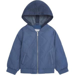 Carter’s boys Midweight Quilted Bomber Jacket With Sweatshirt-style Hood(Blue)