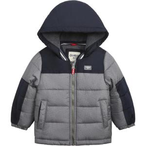 OSHKOSH B’GOSH boys Fleece-lined Hooded Puffer Jacket Winter Coat(Grey)