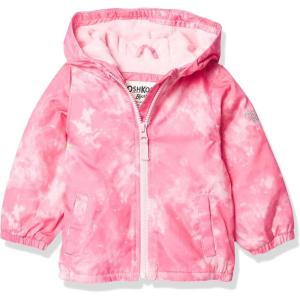 OSHKOSH B’GOSH girls Midweight Hooded Fashion Jacket Coat With Fleece Lining(Fuchsia Tie Dye)