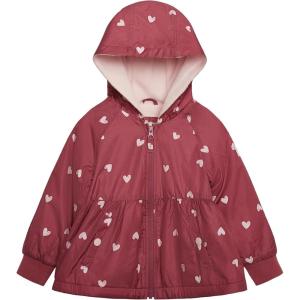 OSHKOSH B’GOSH girls Midweight Water-resistant Hooded Peplum Jacket(Heart Prt)
